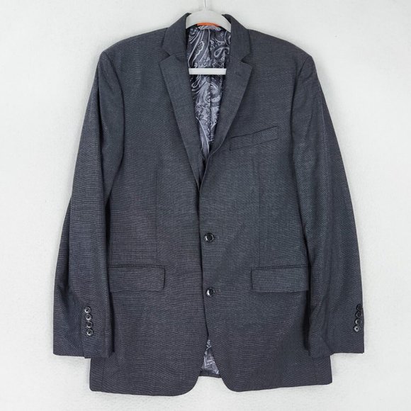 Tallia Jacket Men 40 Regular Gray Blazer Suit Two Button Classic Sport Coat